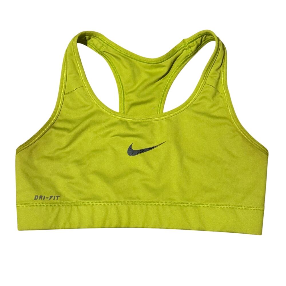 Nike bright yellow neon sports bra activewear no sz fits like sz M